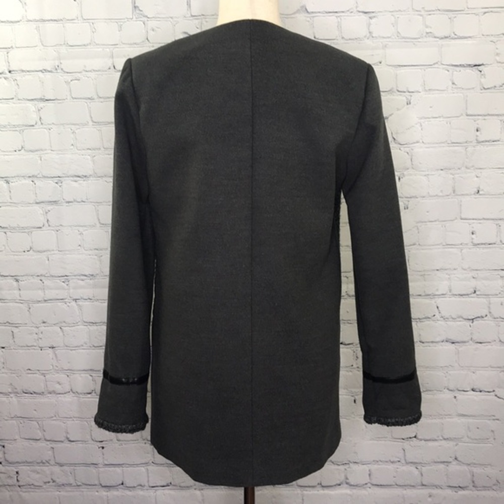 METAPHOR Wool Blend and Vegan Leather Coat Gray S - Picture 5 of 10
